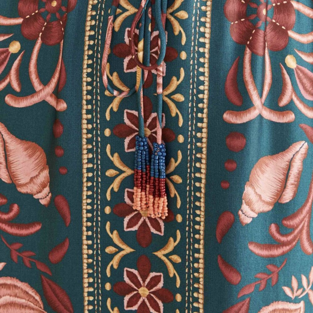 teal seashell tapestry lenzing™ ecovero™ viscose maxi dress - Picture 5 of 10